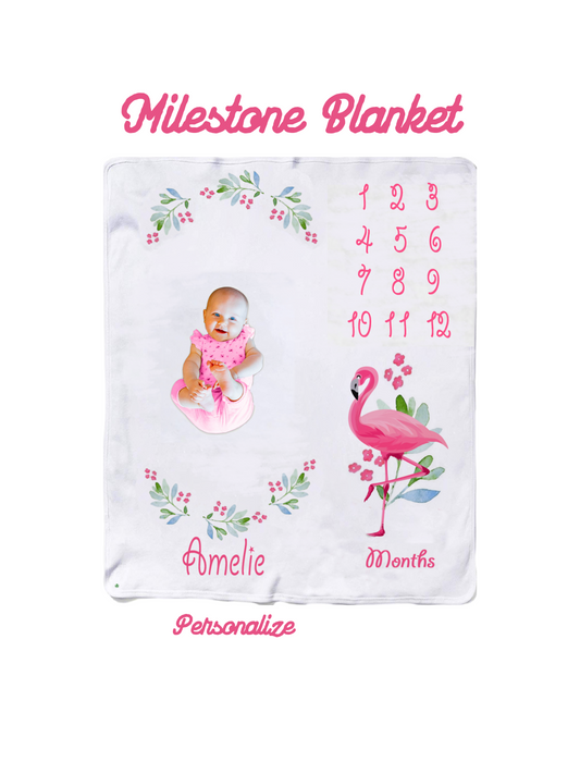 Baby Flamingo Milestone Blanket