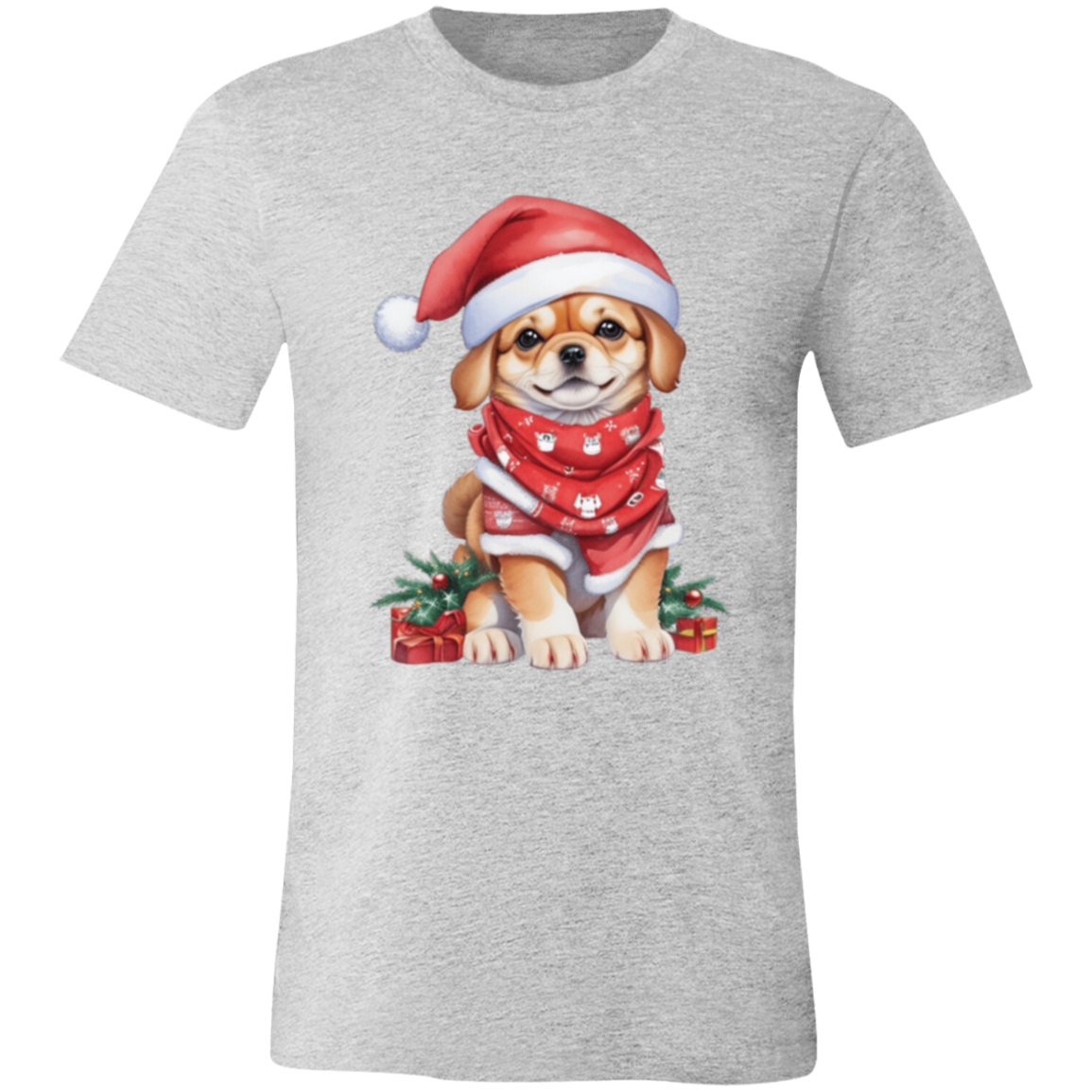 Christmas Dog with Santa Hat Short-Sleeve T-Shirt