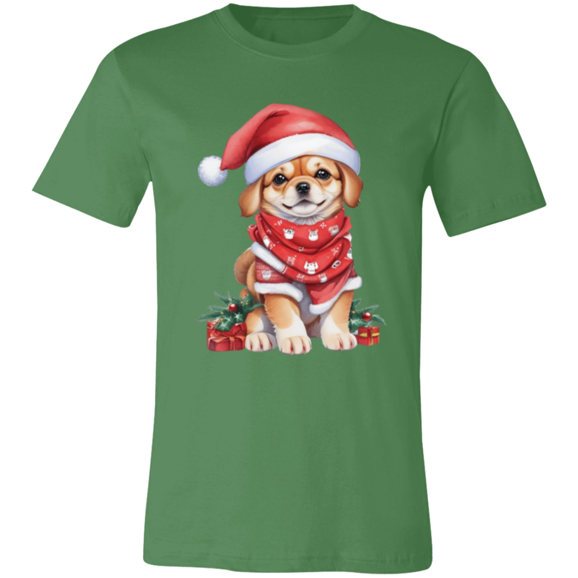 Christmas Dog with Santa Hat Short-Sleeve T-Shirt