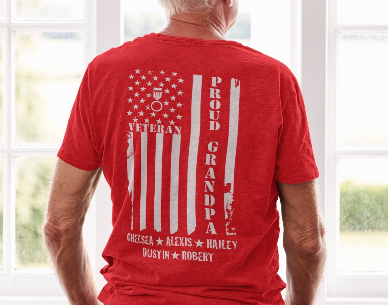 Veteran Grandpa Fathers Day Personal Jersey Short Sleeve Tee