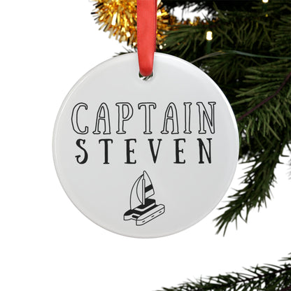 Personalized nautical ornament Sailing Captain Gift Boat Owner Custom present New Boating Decor Dad Mom Anchor Couple Keepsake with Ribbon