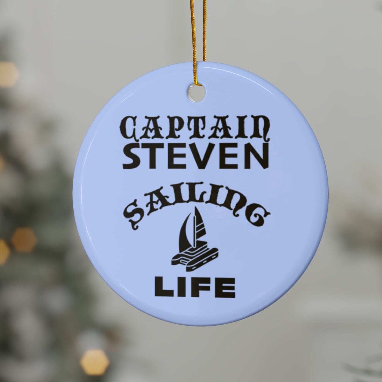 Personalized nautical ornament Sailing Captain  Gift Boat Owner Custom present New Boating Decor Dads Holiday Anchor Couple Unique Keepsake