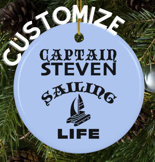 Personalized nautical ornament Sailing Captain  Gift Boat Owner Custom present New Boating Decor Dads Holiday Anchor Couple Unique Keepsake