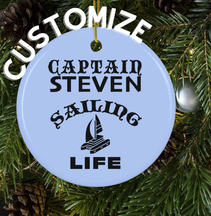 Personalized nautical ornament Sailing Captain  Gift Boat Owner Custom present New Boating Decor Dads Holiday Anchor Couple Unique Keepsake