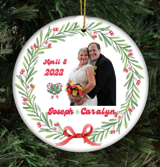 First Christmas Married Ornament - Married Photo Ornament - First Christmas Married Gift Cute Wedding Gift