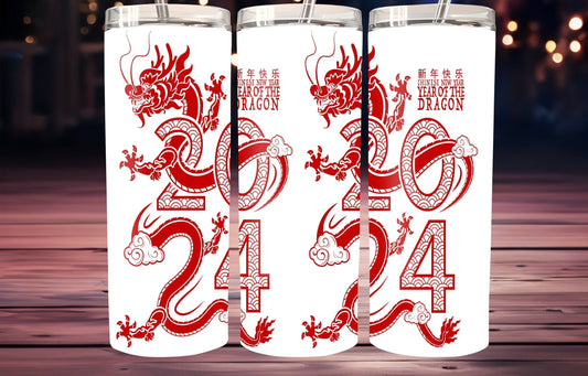 Chinese New Year 2024 gift, Dragon Chinese New Year Tumbler, Year of the Dragon, Japanese Style Christmas gift, Dragon coffee cup, New year