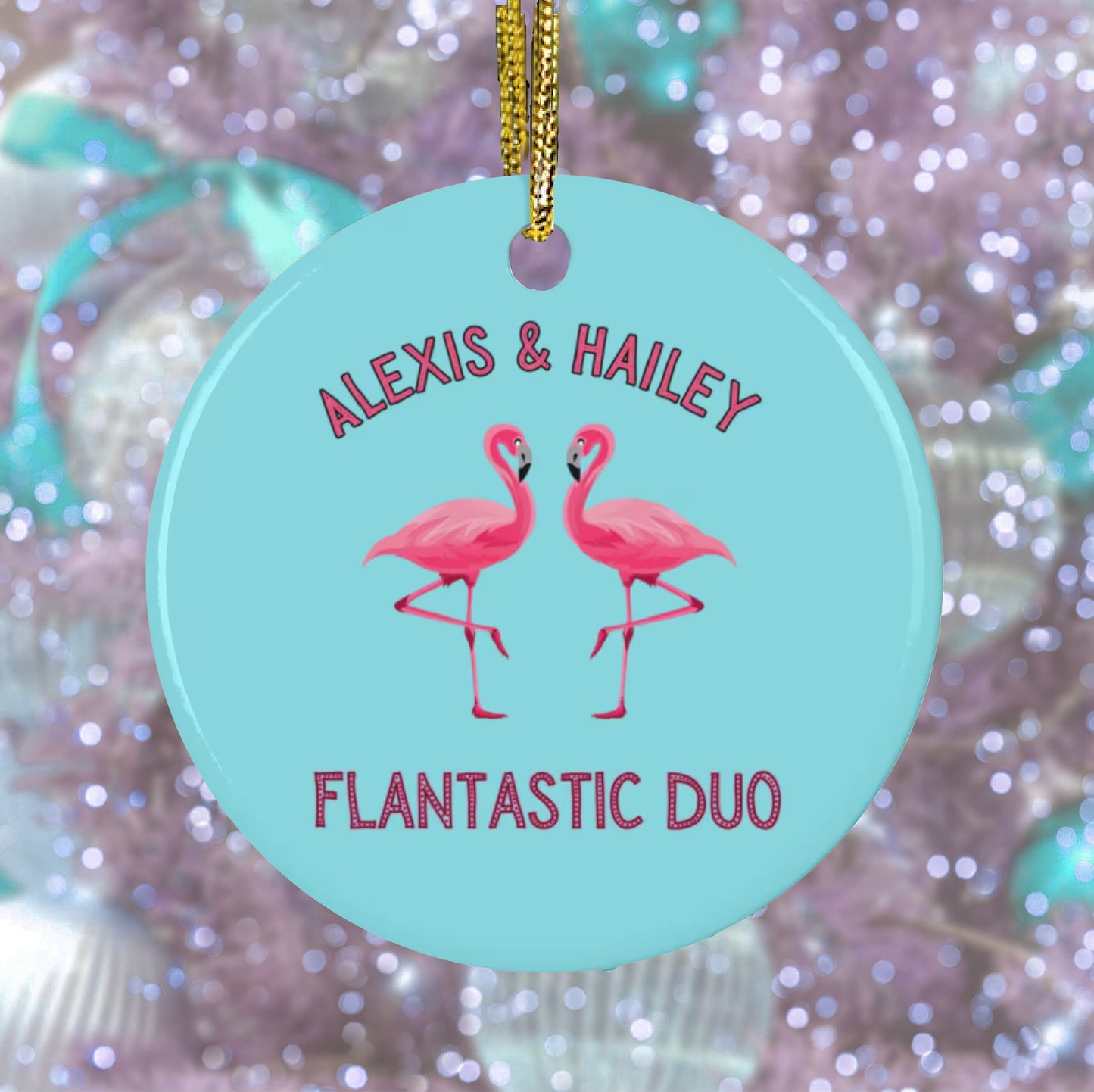 Personalized best friend pinky ornament Flamingo Mom Christmas Gift Flamingo Lover Keepsake Present For her Family