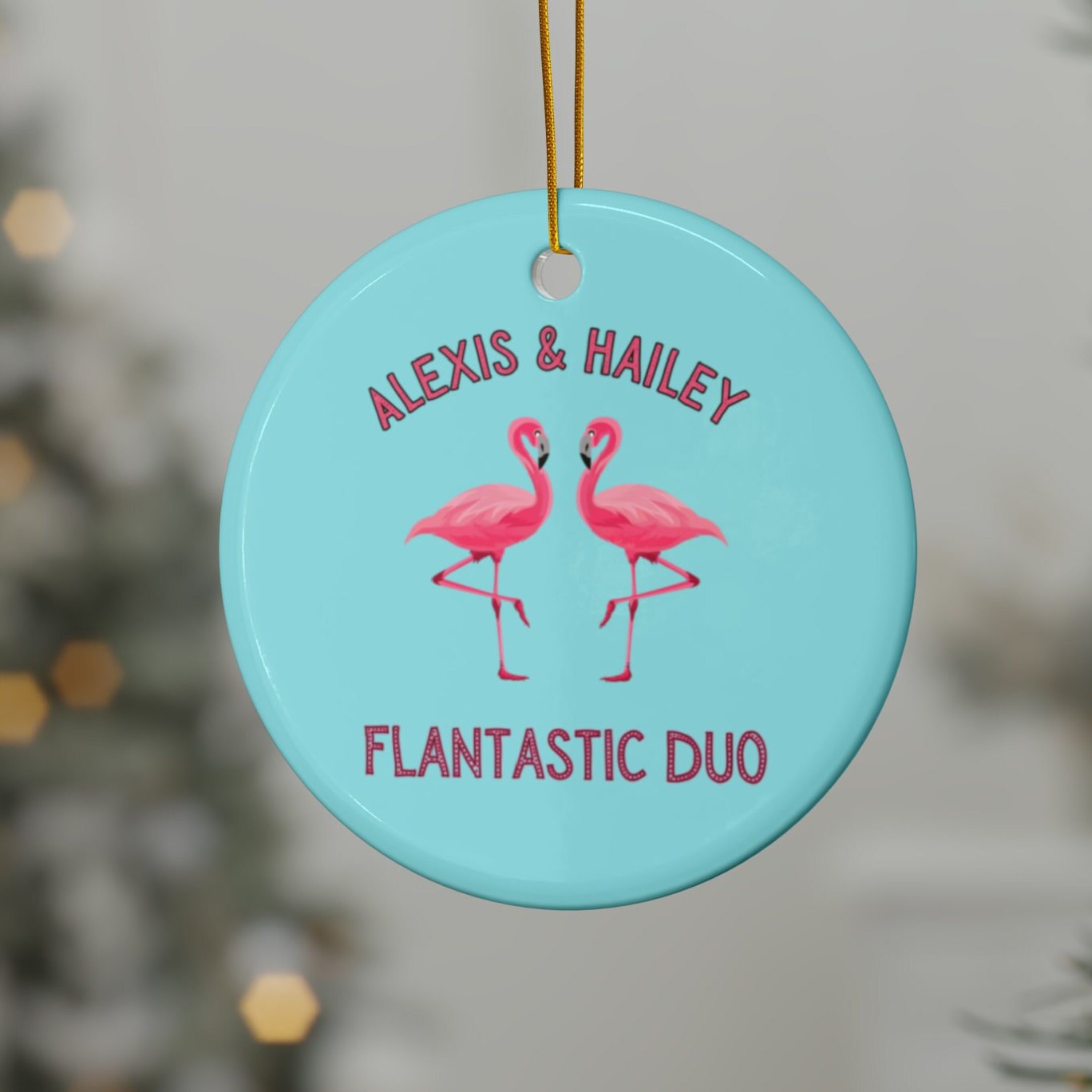 Personalized best friend pinky ornament Flamingo Mom Christmas Gift Flamingo Lover Keepsake Present For her Family