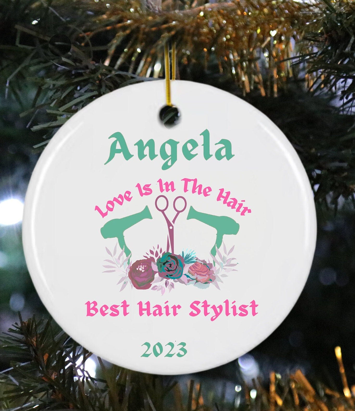 Personalized Hairstylist Ornament Christmas Gift Hair Dresser Lover Keepsake Present For Her for the Beautician Name Xmas 2023 Gift for Him