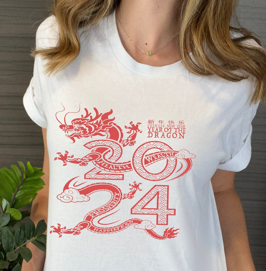 2024 Chinese New Year Tshirt, Lunar new year, Chinese zodiac animal Tee, Year Of The Dragon Shirt, Dragon Year Gift, Happy Chinese Culture