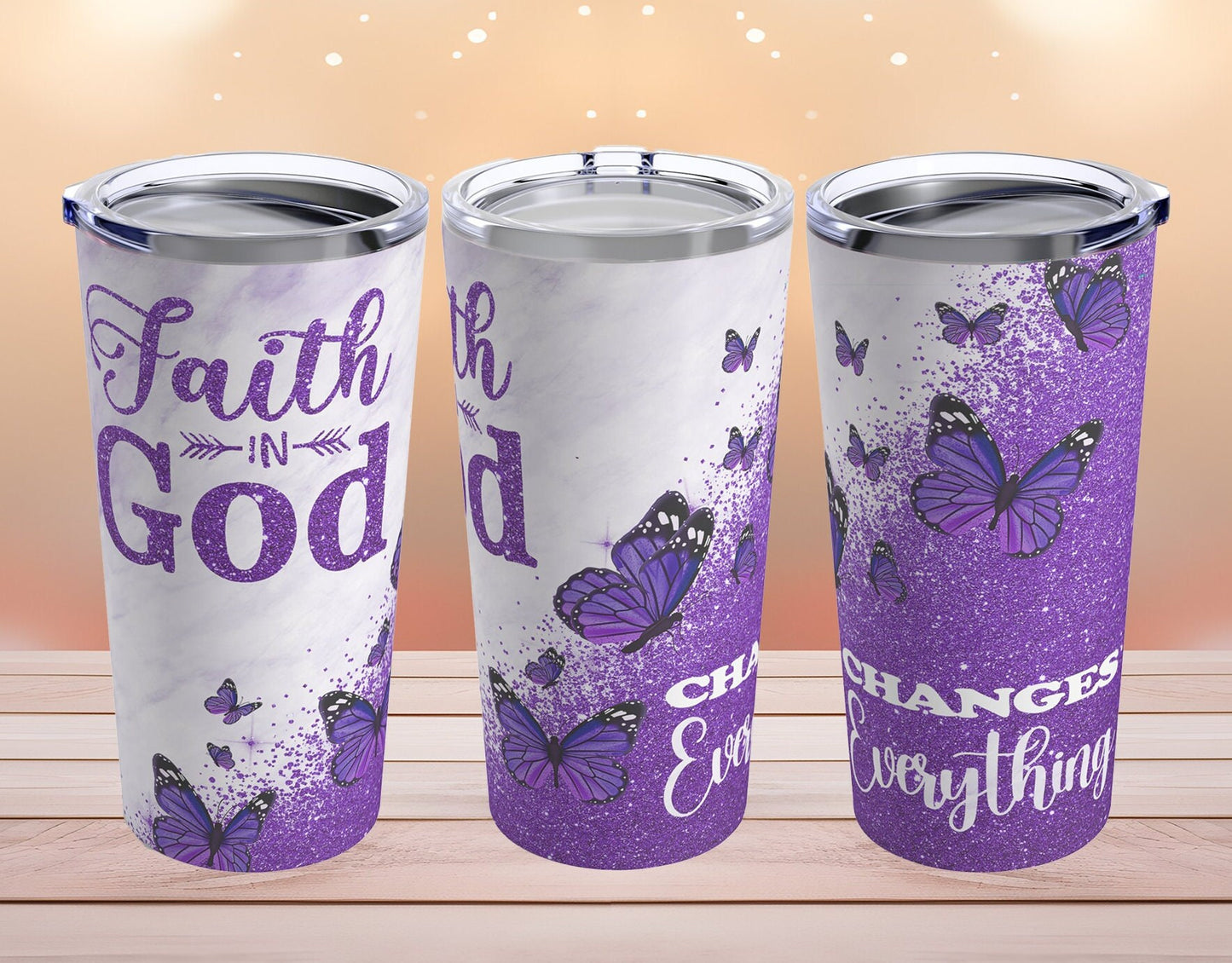 Sparkle Faith In God Changes Everything 20 oz Tumbler