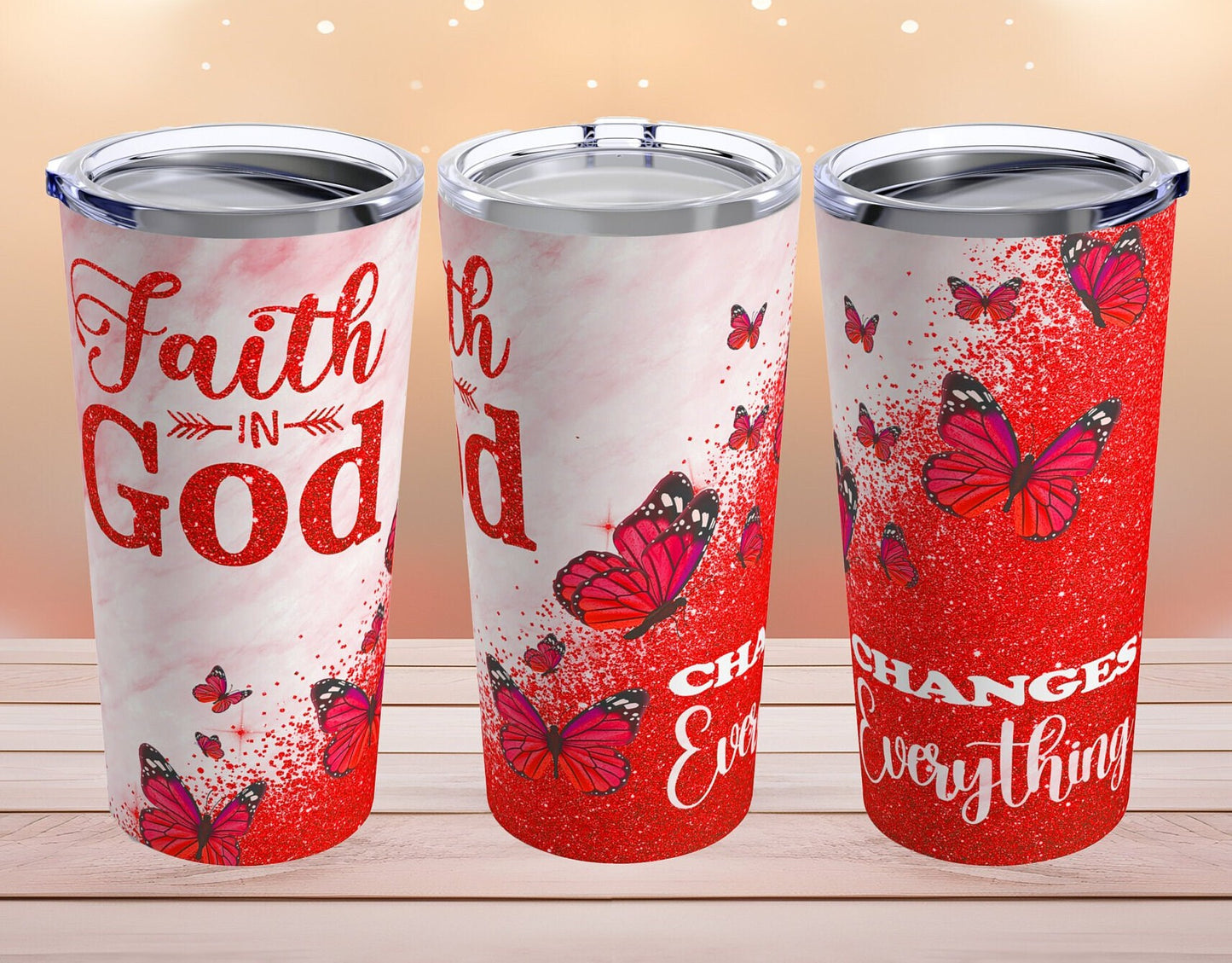 Sparkle Faith In God Changes Everything 20 oz Tumbler