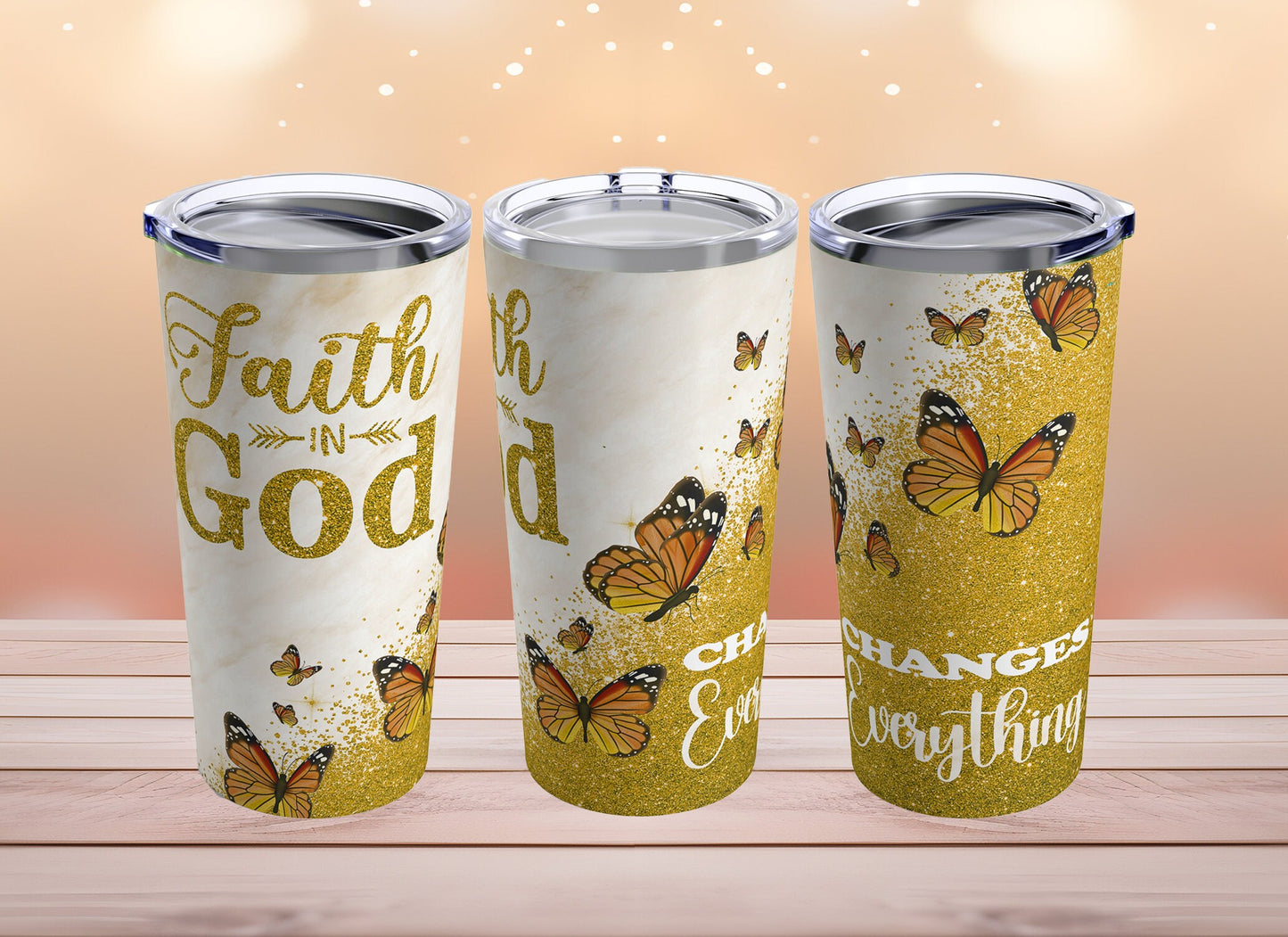 Sparkle Faith In God Changes Everything 20 oz Tumbler