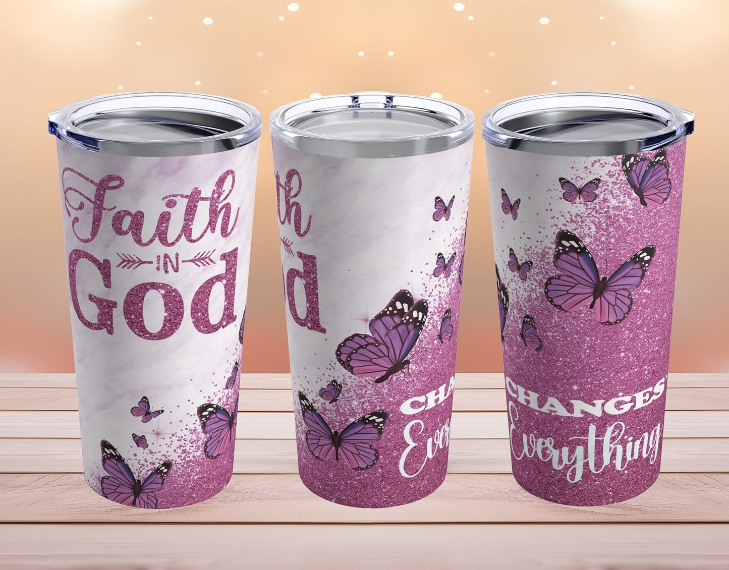 Sparkle Faith In God Changes Everything 20 oz Tumbler