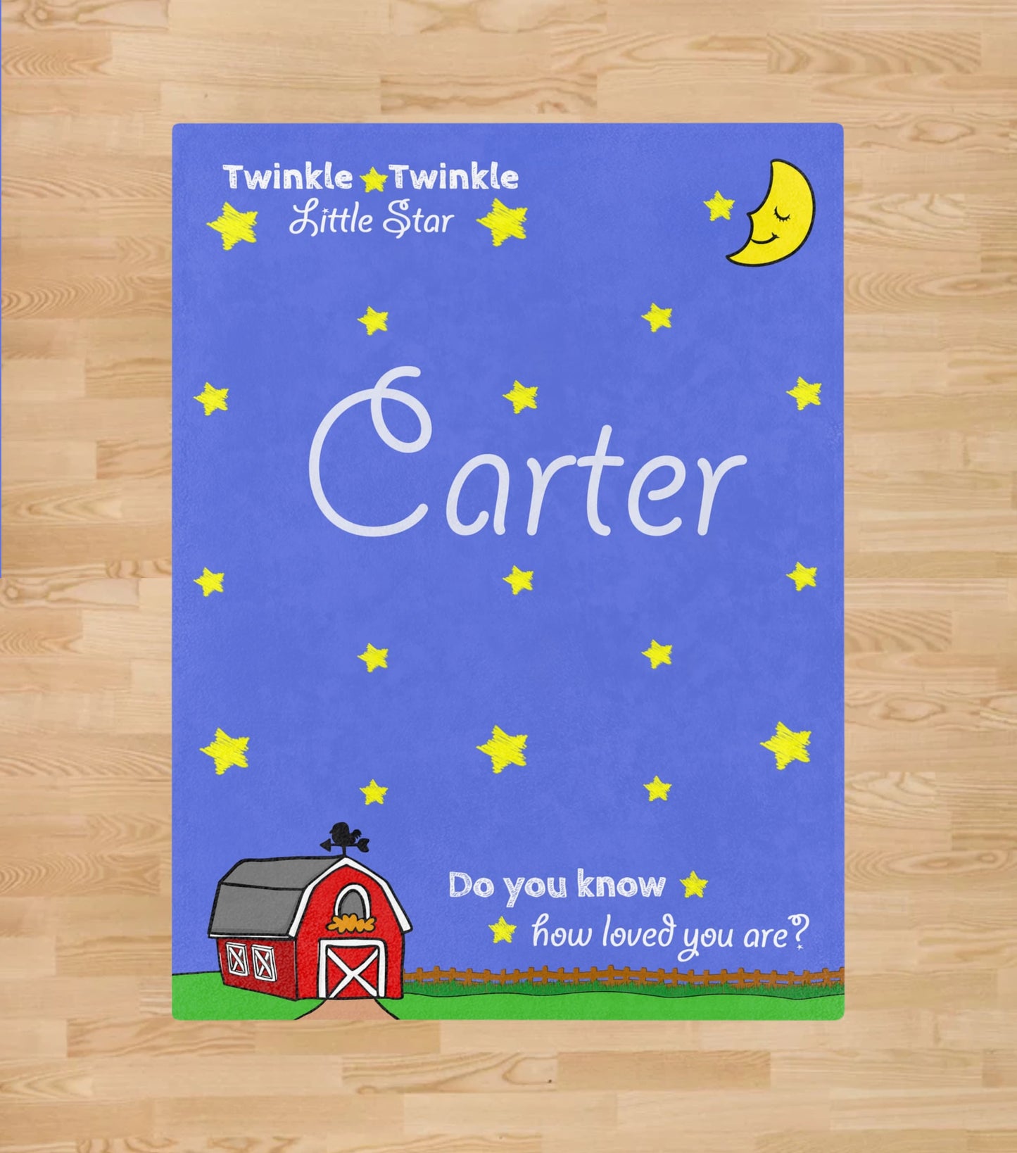 Personalize Farm Baby Blanket, Twinkle Little Star with Barn