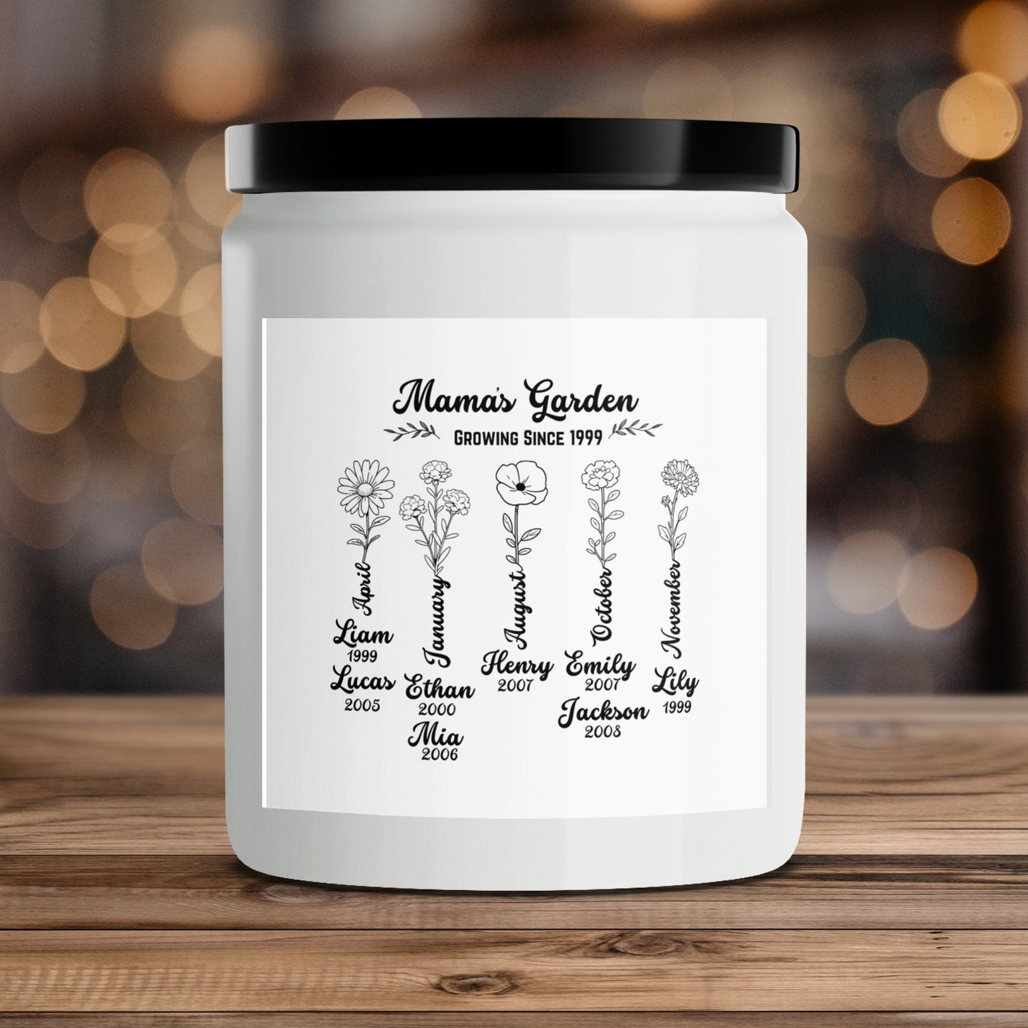 Grandma's Garden Birth Flowers Personalized Mug, Custom Names and Dates, Gift for Nana, Mothers Day, or Mom