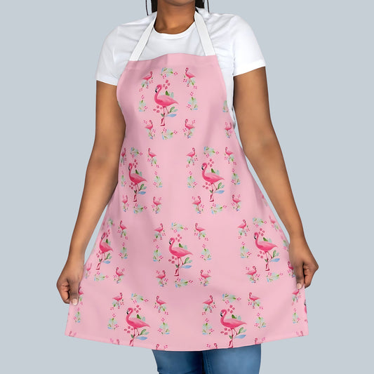 FLAMINGO APRON, Baking Apron with Pink Flamingos, Pattern Cooking Gift for Her, Flamingo Kitchen Towels That Match