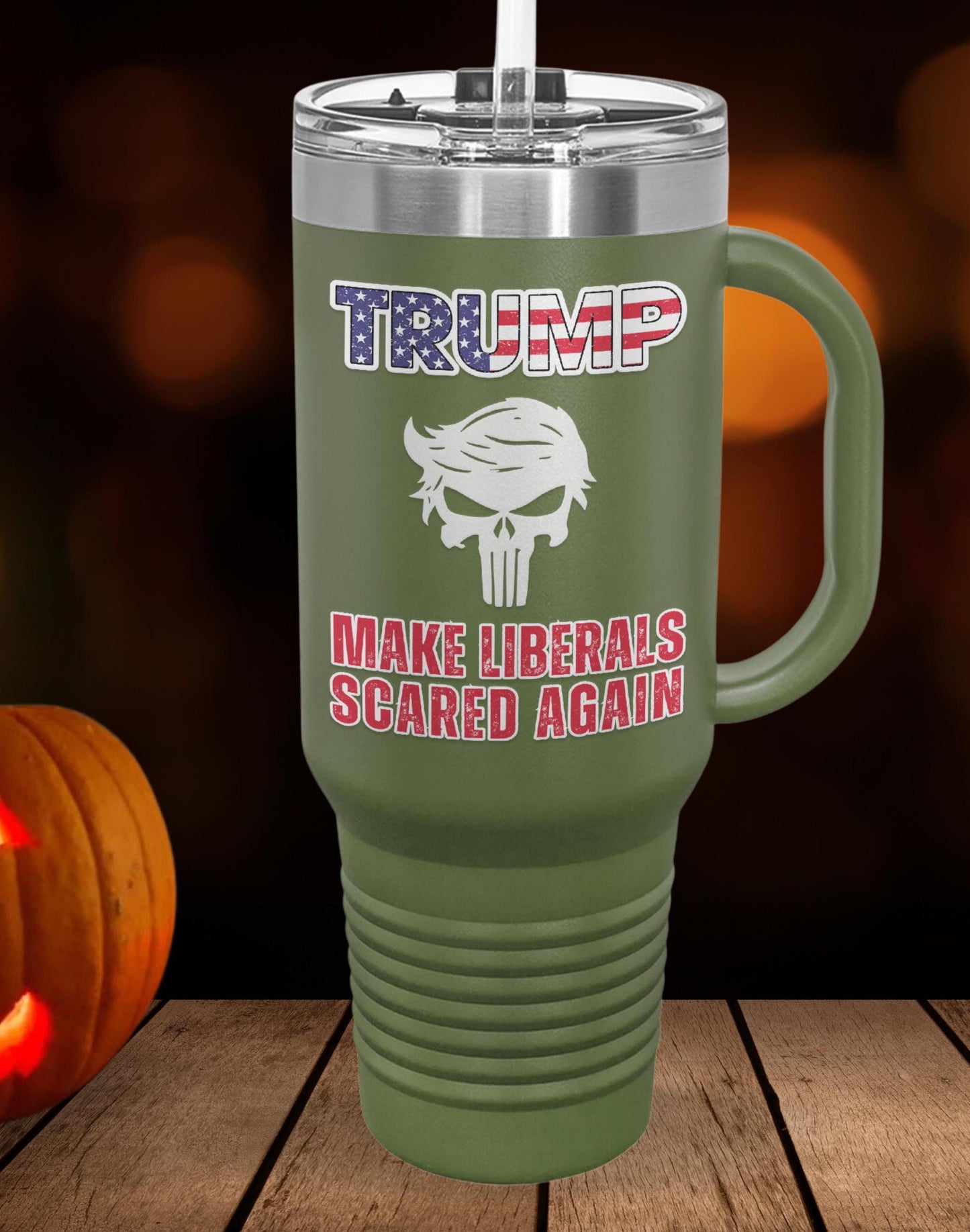 Trump Make Liberals Scared Again Tumbler, Political Insulated Travel Mug, Funny Patriot Conservative Gift, Trumpunisher Republican Drinkware