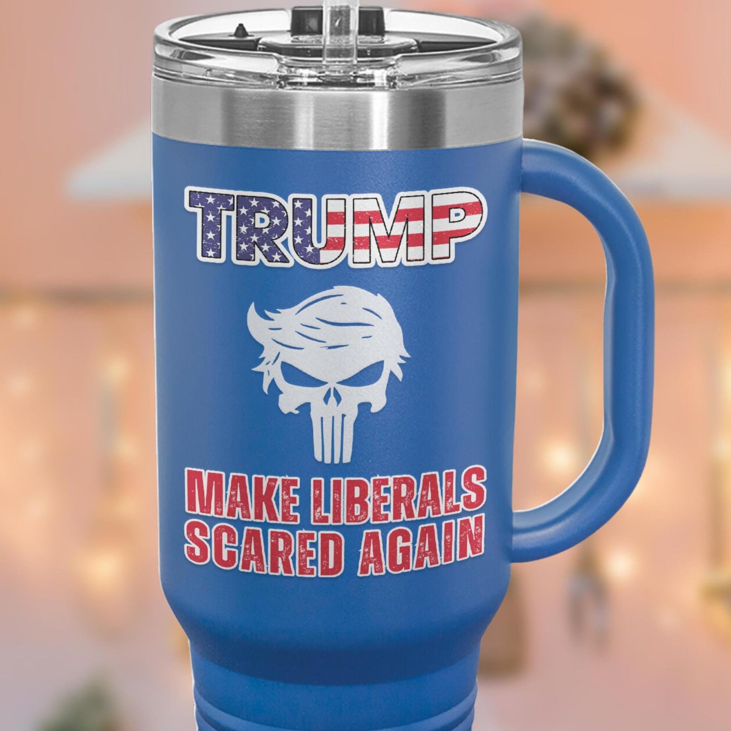 Trump Make Liberals Scared Again Tumbler, Political Insulated Travel Mug, Funny Patriot Conservative Gift, Trumpunisher Republican Drinkware