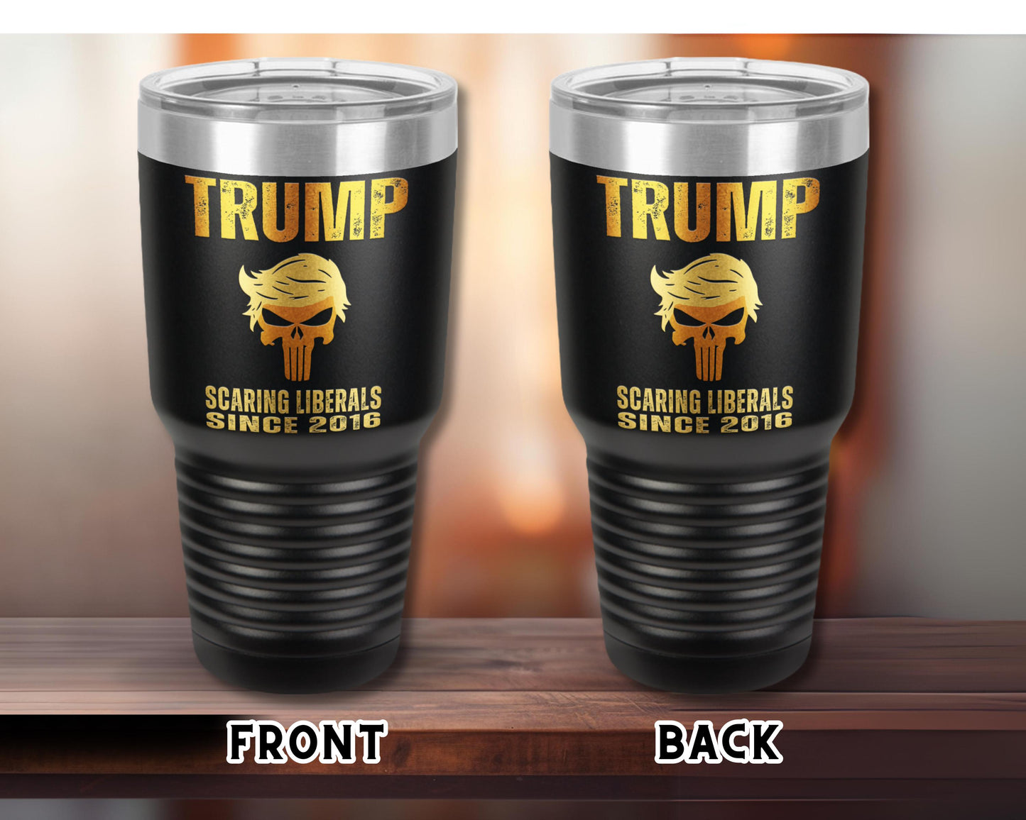 Trump Scaring Liberals Since 2016 Tumbler, Shiny Conservative Gift, Political Mug, Funny Quote Coffee Cup, Republican Drinkware 30oz Mirror